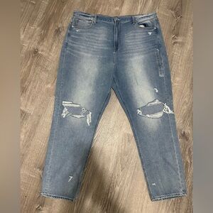 American Eagle Light Ripped Blue Mom Jeans
